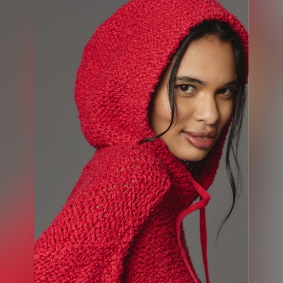 Pilcro Anthropologie Sailcloth Hooded Sweater – Raspberry Red, Size XS - Picture 2 of 7